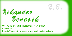 nikander bencsik business card